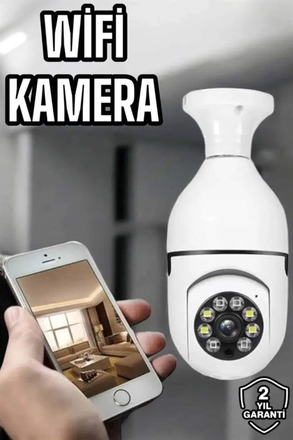 Ampul Görünümlü Güvenlik Kamerası Duylu Wifi Kamerası Dönebilen