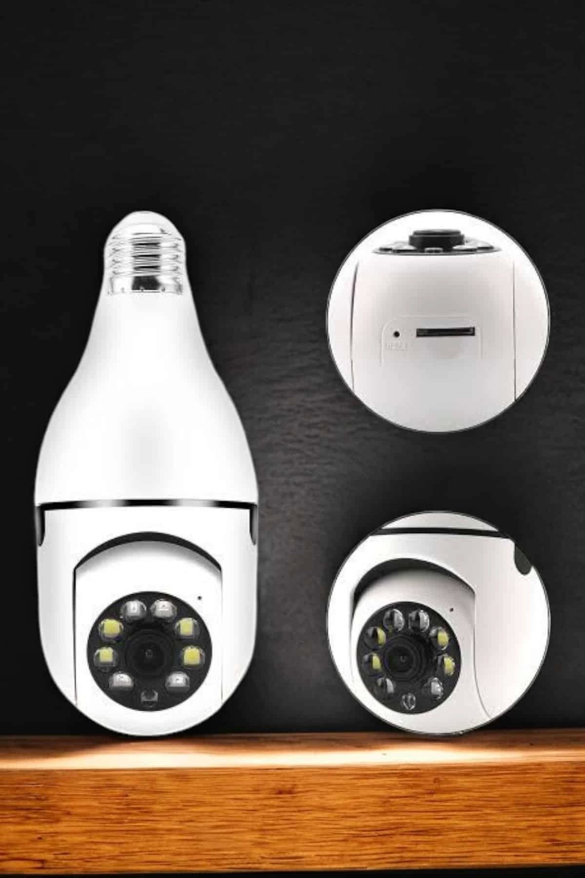 Yusuftex Ampul Görünümlü Güvenlik Kamerası Duylu Wifi Kamerası Dönebilen