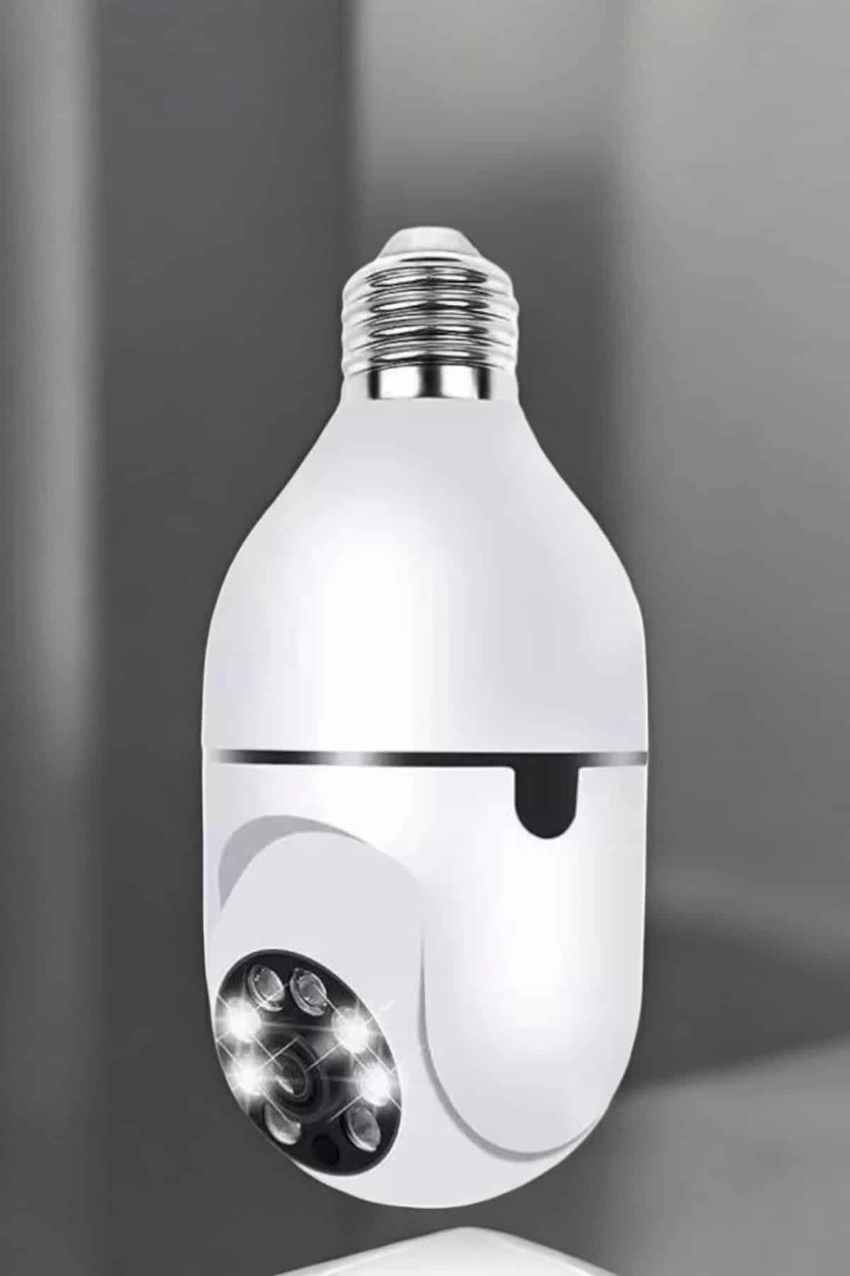 Yusuftex Ampul Görünümlü Güvenlik Kamerası Duylu Wifi Kamerası Dönebilen