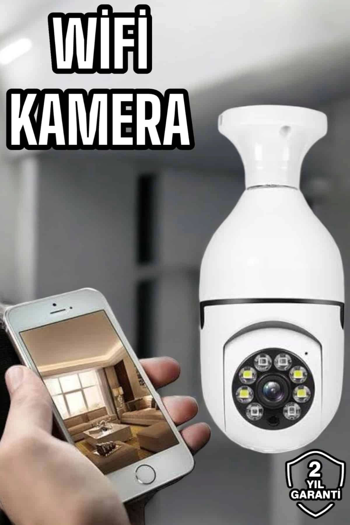 Yusuftex Ampul Görünümlü Güvenlik Kamerası Duylu Wifi Kamerası Dönebilen