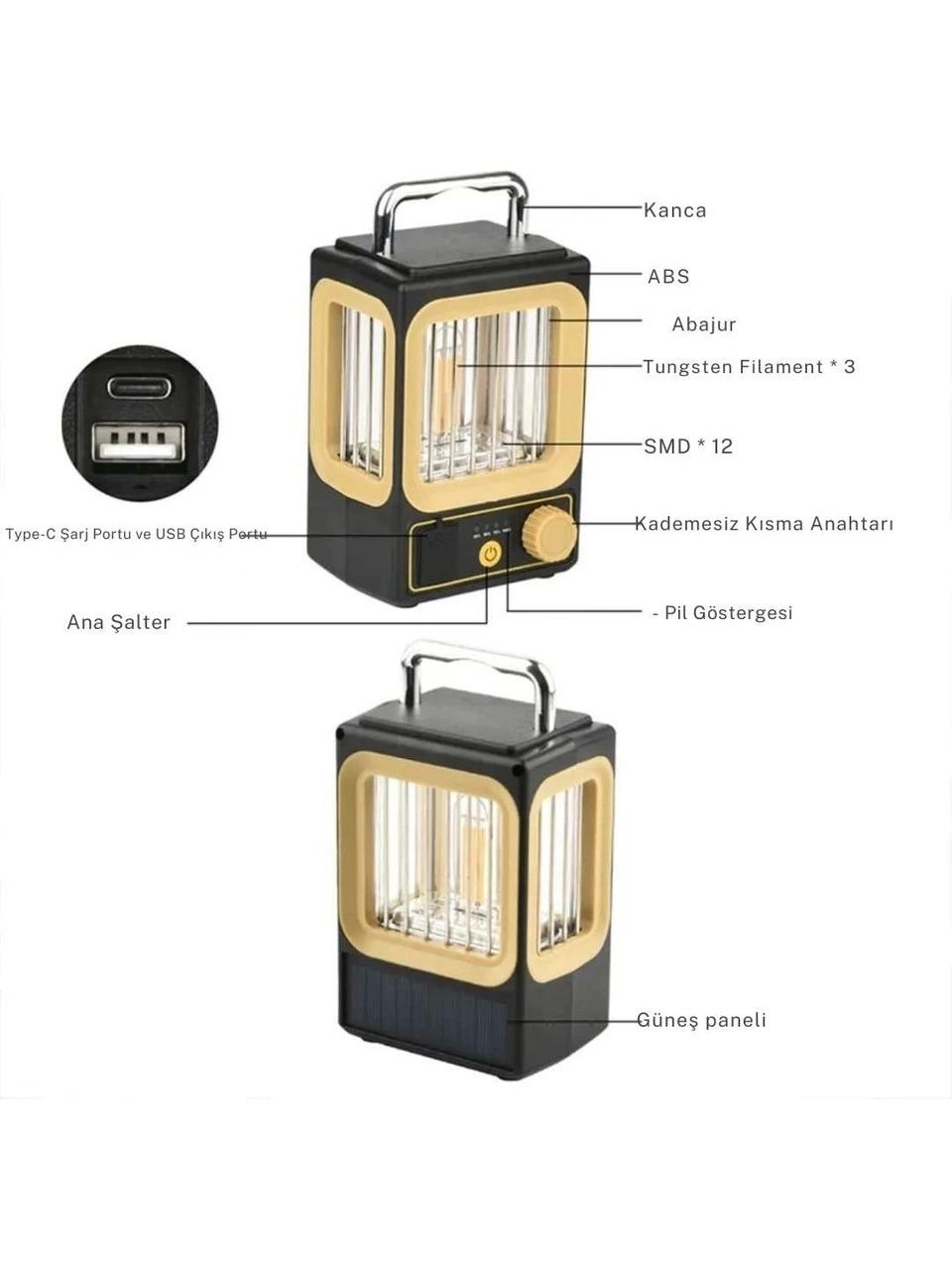 Ampul Solar Şarj Edilebilir 12 Led 1 Rustikli Led Kamp Lambası Ampul Solar Şarj Edilebilir 12 Led 1 Rustikli Led Kamp Lambası