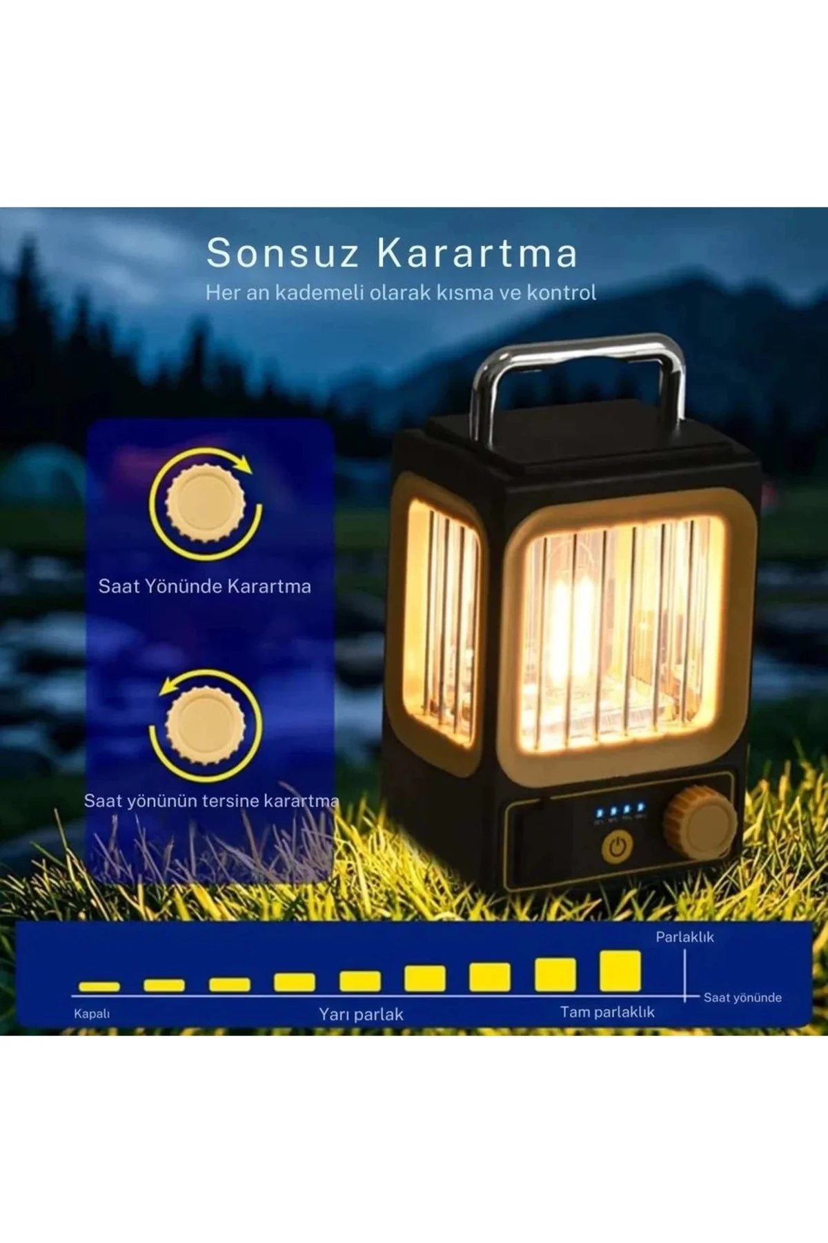 Ampul Solar Şarj Edilebilir 12 Led 1 Rustikli Led Kamp Lambası