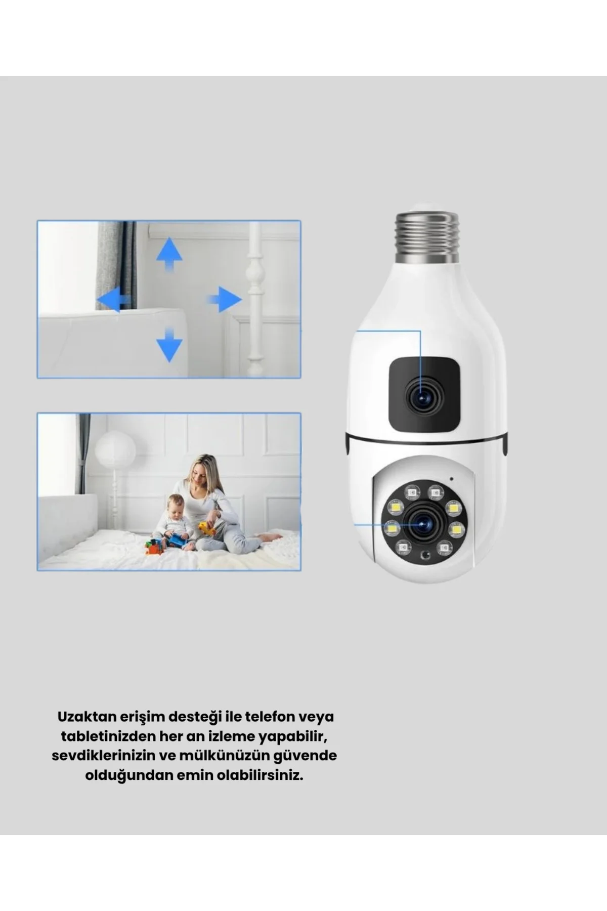 Ampul Tipi WiFi Kamera 2MP Lensli Full HD Görüntü ve Akıllı Harek