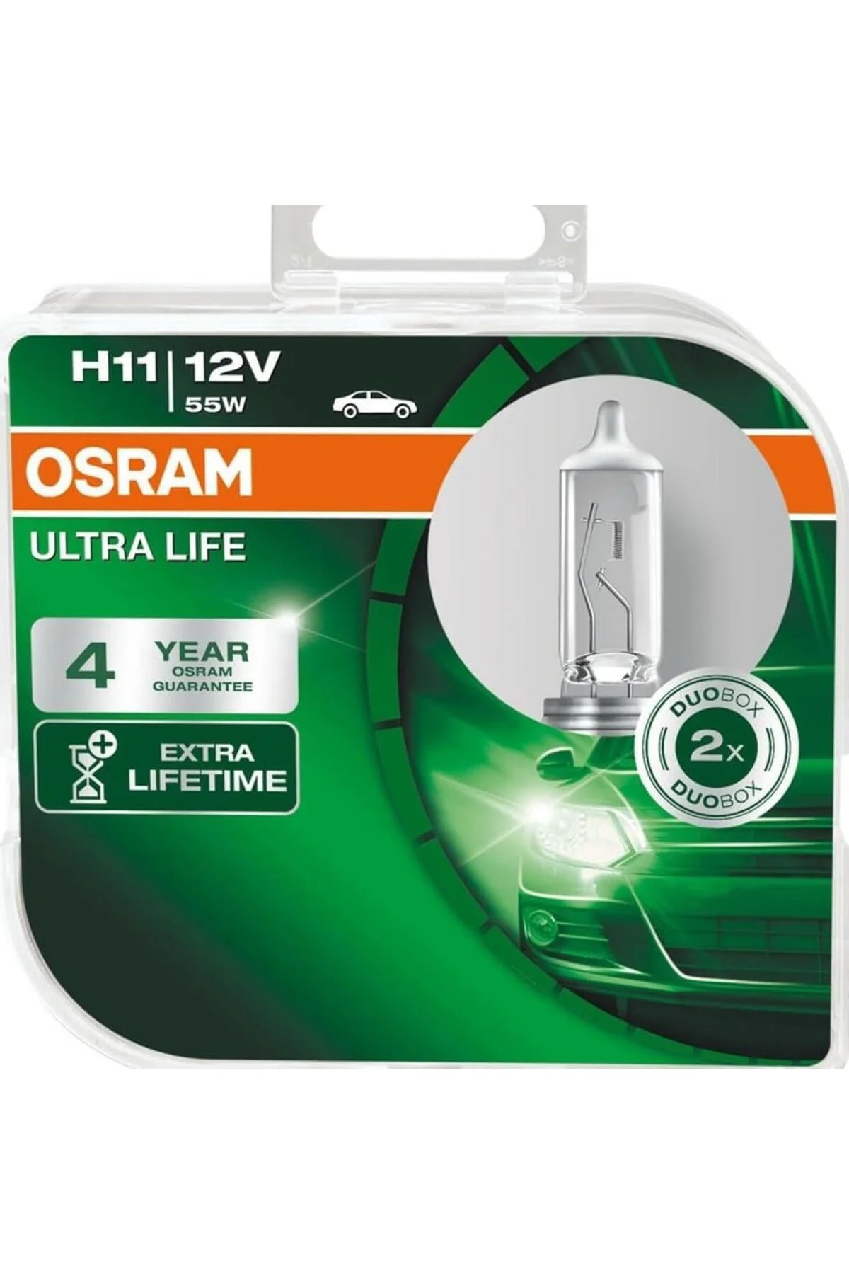 Ampul Ultra Life H11 12V 55W Daha uzun kullanım süresi, İkili Kut