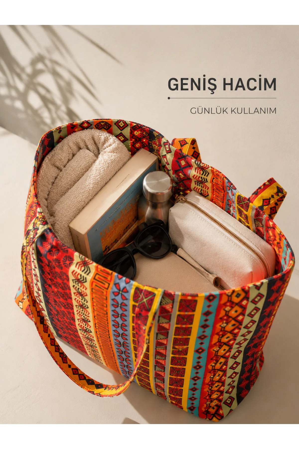 Anadolu Kilim Desenli Keten Omuz Çantası Kadın Omuz Çantası, Geni