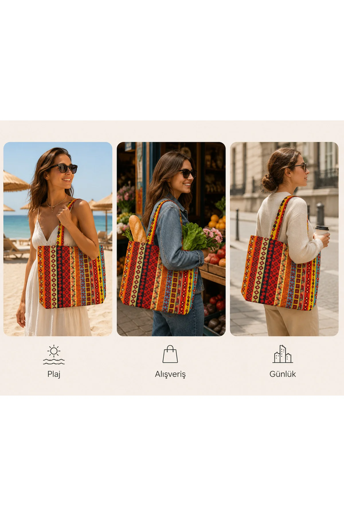 Anadolu Kilim Desenli Keten Omuz Çantası Kadın Omuz Çantası, Geni
