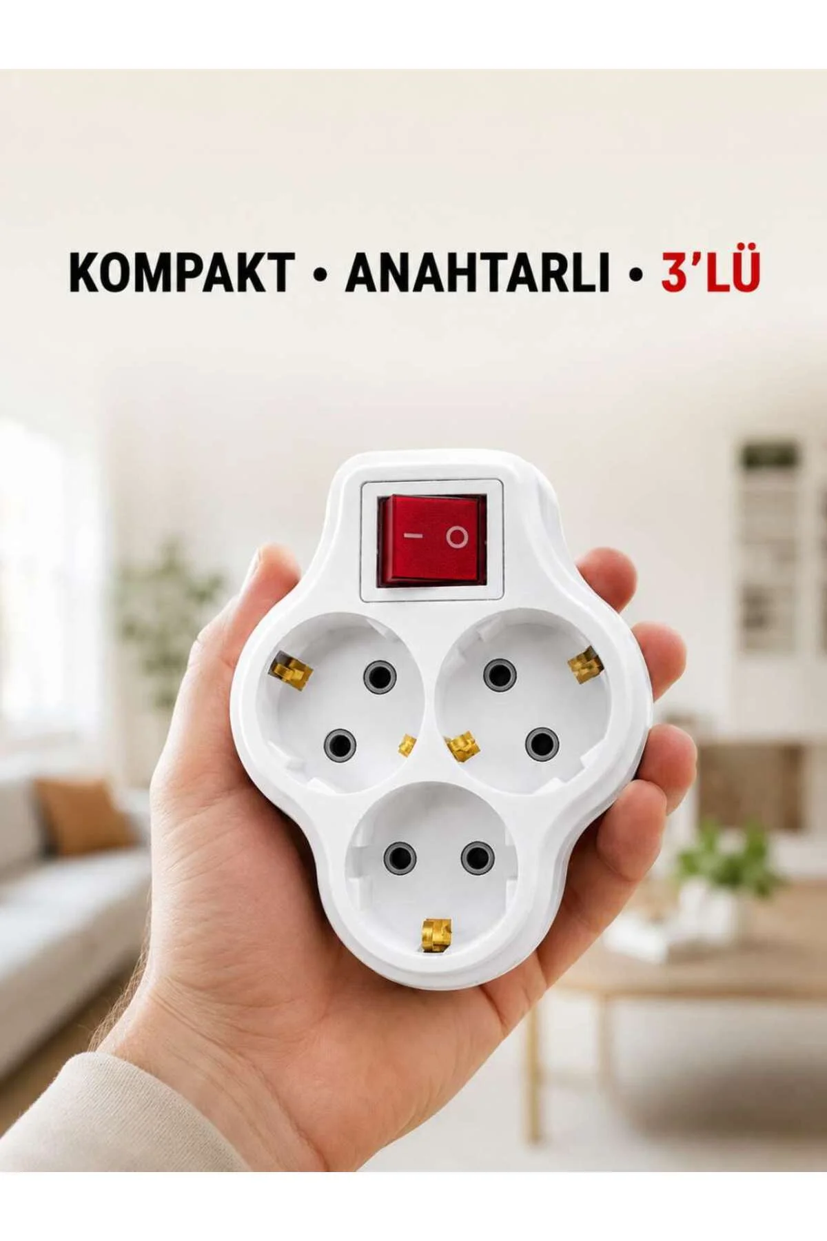 Anahtarlı 3’lü Priz Çoğaltıcı Kablosuz Duvar Tipi Topraklı Priz Çoklayıcı Anahtarlı 3’lü Priz Çoğaltıcı Kablosuz Duvar Tipi Topraklı Priz Çoklayıcı