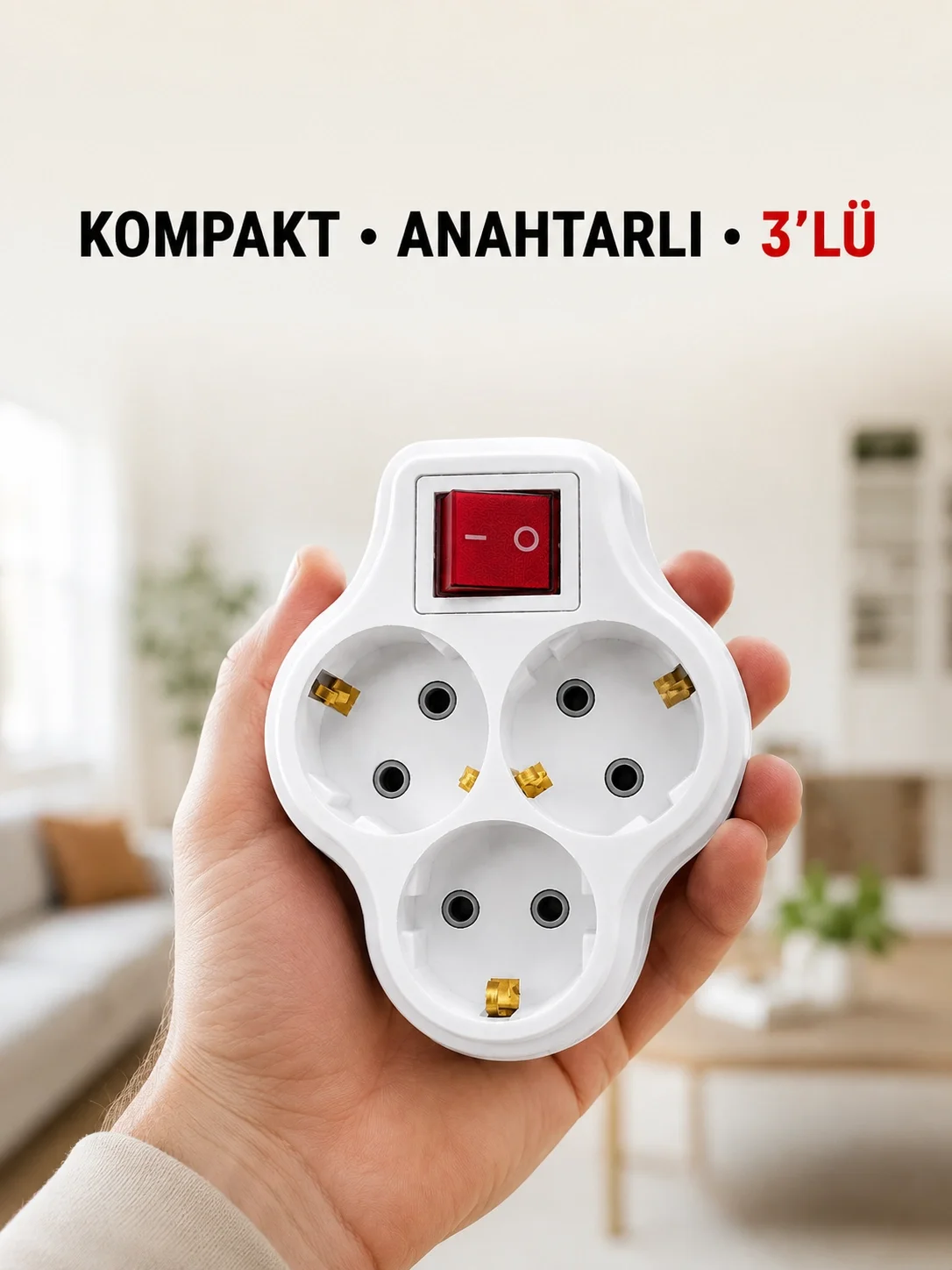 Anahtarlı 3’lü Priz Çoğaltıcı Kablosuz Duvar Tipi Topraklı Priz Çoklayıcı Anahtarlı 3’lü Priz Çoğaltıcı Kablosuz Duvar Tipi Topraklı Priz Çoklayıcı