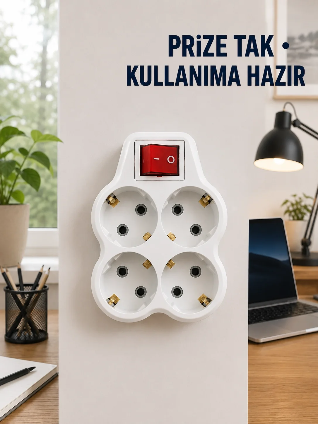 Anahtarlı 4’lü Priz Adaptörü Direkt Prize Takılan Kompakt Priz Çoklayıcı Anahtarlı 4’lü Priz Adaptörü Direkt Prize Takılan Kompakt Priz Çoklayıcı