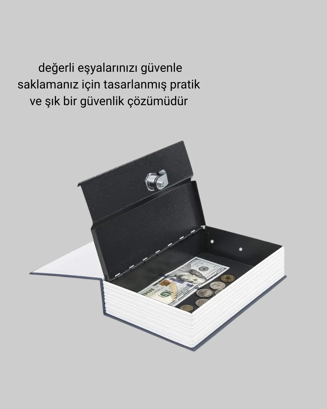 Anahtarlı Gizli Kitap Kasa – Metal İç Yapı, Kamuflajlı Sözlük Tasarım