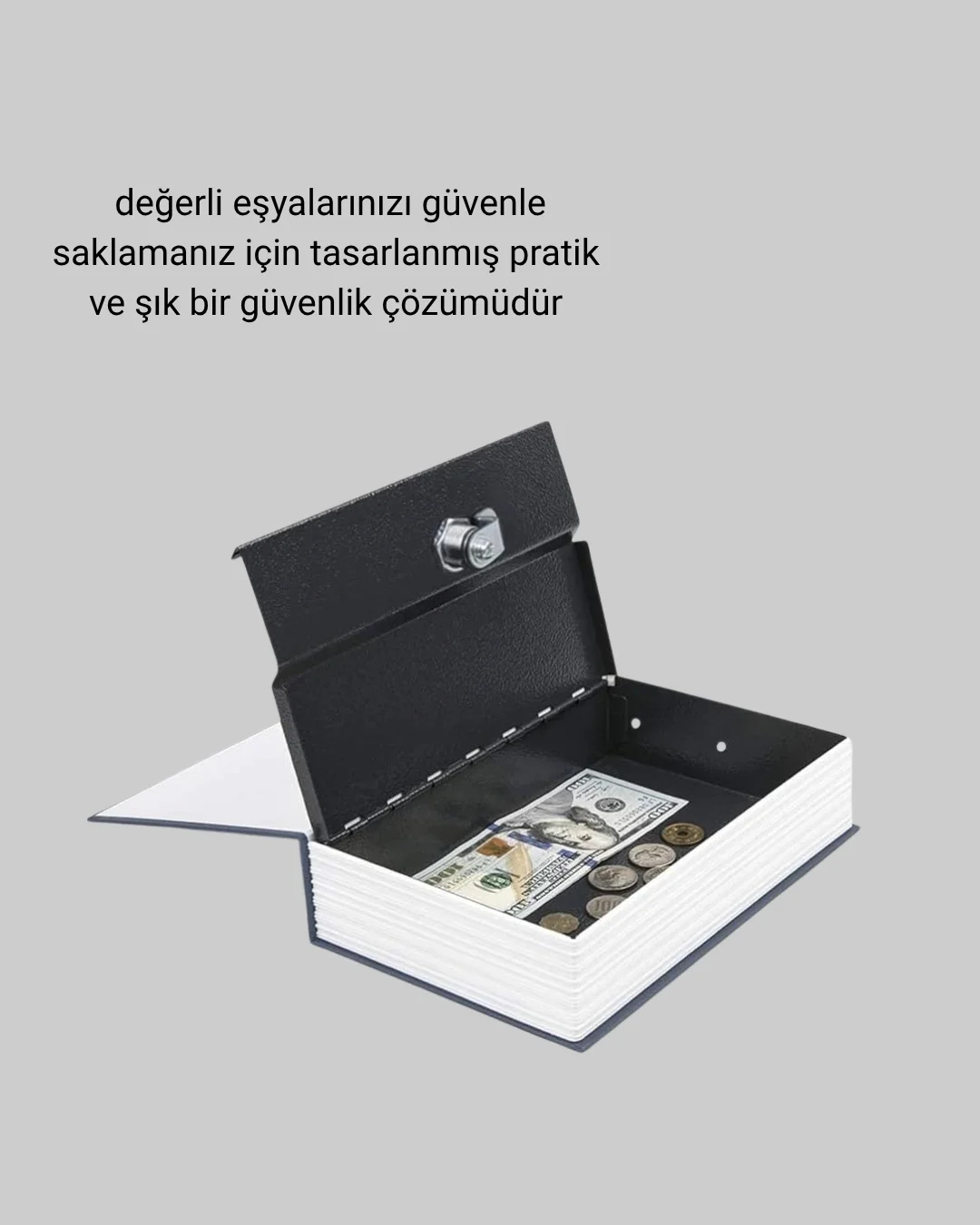 Anahtarlı Gizli Kitap Kasa – Metal İç Yapı, Kamuflajlı Sözlük Tasarım