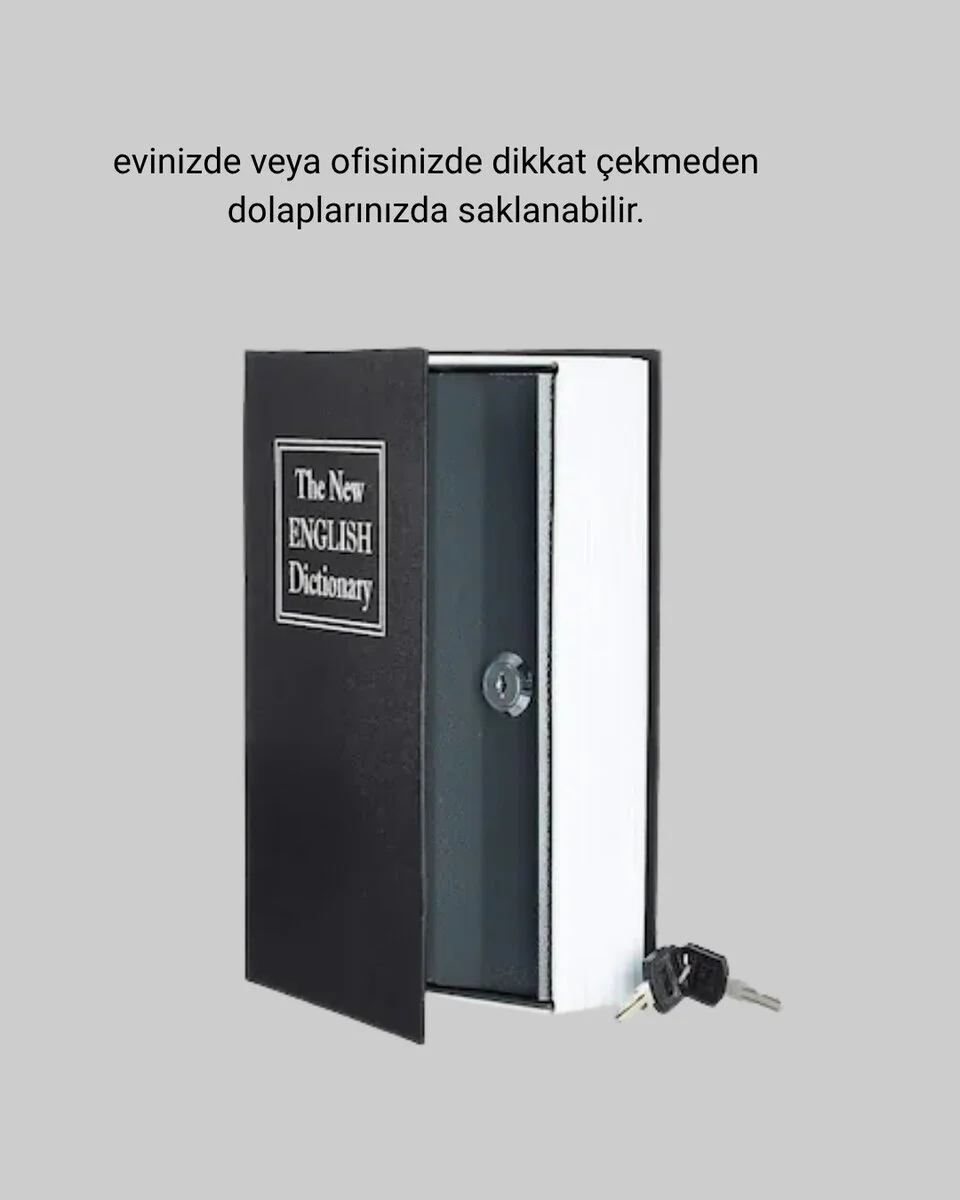 Anahtarlı Gizli Kitap Kasa – Metal İç Yapı Kamuflajlı Sözlük Tasarım
