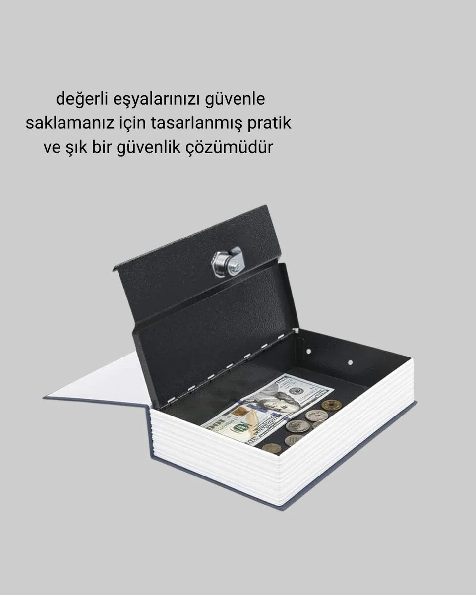 Anahtarlı Gizli Kitap Kasa – Metal İç Yapı Kamuflajlı Sözlük Tasarım