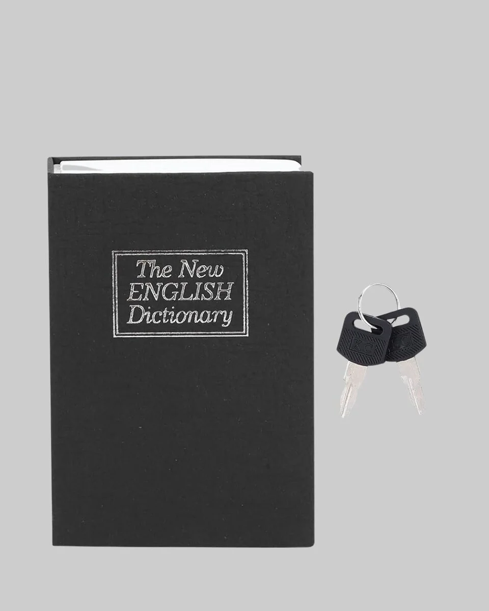 Anahtarlı Gizli Kitap Kasa – Metal İç Yapı Kamuflajlı Sözlük Tasarım