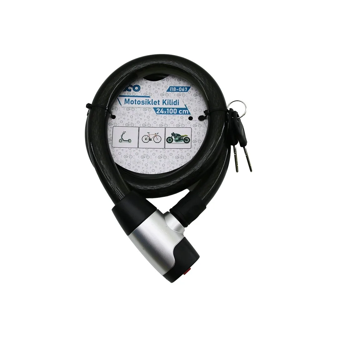 Anahtarlı Metal Kaplama Kafa Çek-it Kilit Kapak Motor - Bisiklet Kilit Çelik Tel Siyah Şeffaf Kılıf 24mmx100cm Bx40 Fiyatı, Yorumları ve Özellikleri