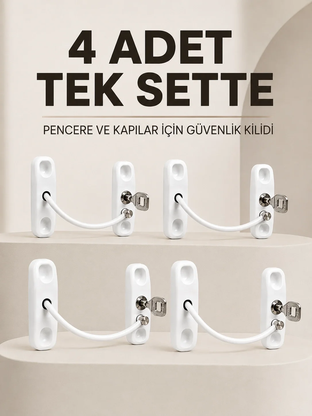 Anahtarlı Pencere Emniyet Kilidi 4 Adet Güvenlik Seti Fiyatı, Yorumları ve Özellikleri