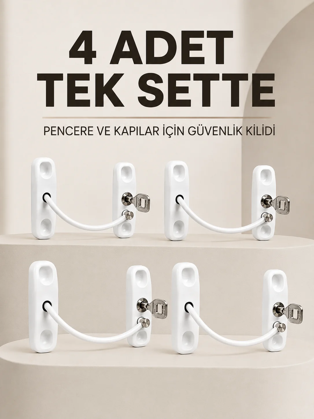 Anahtarlı Pencere Emniyet Kilidi 4 Adet Güvenlik Seti Fiyatı, Yorumları ve Özellikleri