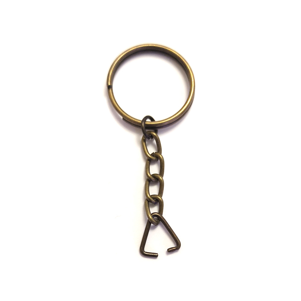 Anahtarlık Halkası, Halka + Zincir + Üçgen, 24mm, Antik, 1000 Ade
