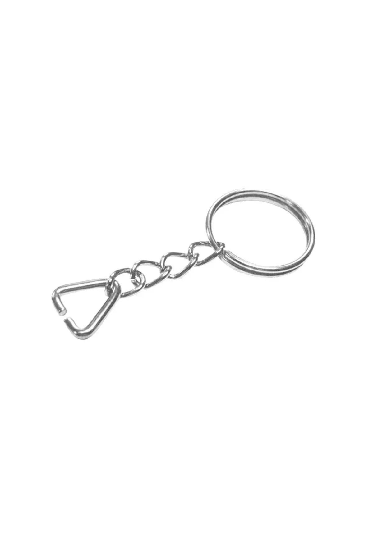 Anahtarlık Halkası, Halka + Zincir + Üçgen, 24mm, Gümüş, Nikel, 1000 Adet Anahtarlık Halkası, Halka + Zincir + Üçgen, 24mm, Gümüş, Nikel, 1000 Adet