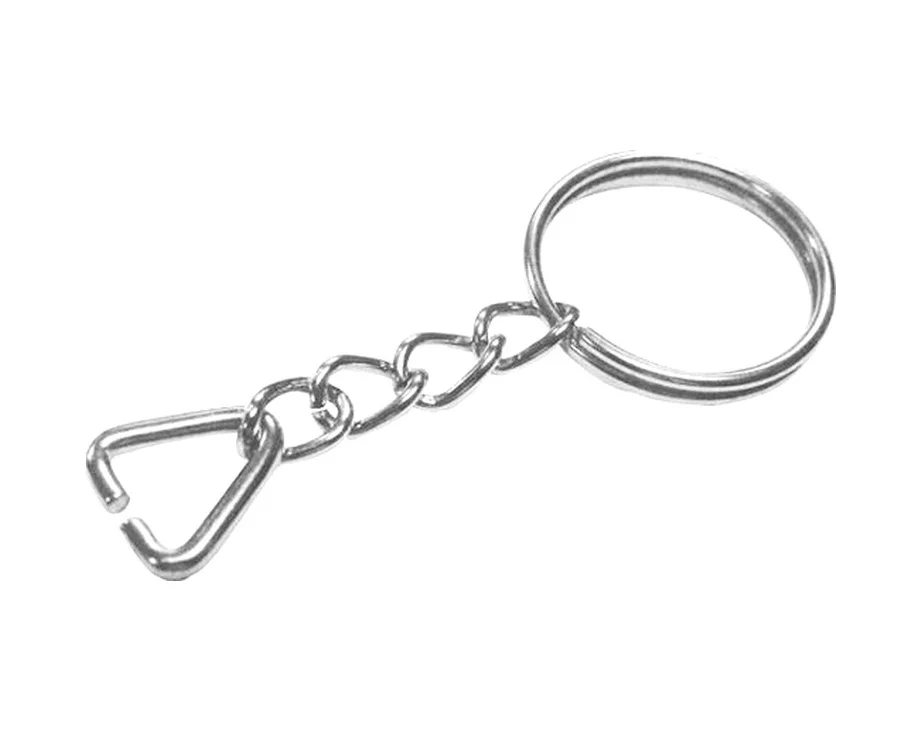 Anahtarlık Halkası, Halka + Zincir + Üçgen, 24mm, Gümüş, Nikel, 1 Anahtarlık Halkası, Halka + Zincir + Üçgen, 24mm, Gümüş, Nikel, 1