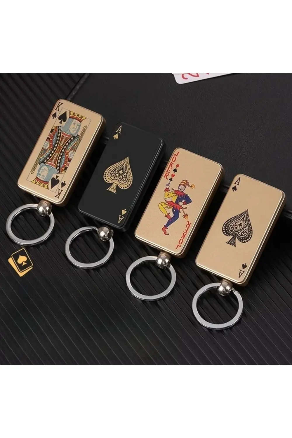 Anahtarlık Poker Tasarim Jet Alev Oyun Karti Rüzgar Geçirmez Çakm