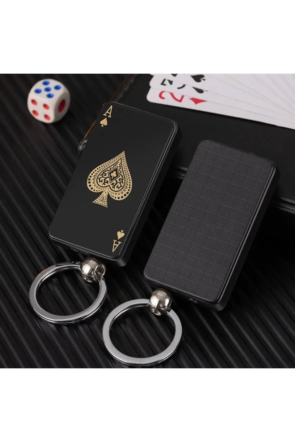 Anahtarlık Poker Tasarim Jet Alev Oyun Karti Rüzgar Geçirmez Çakm