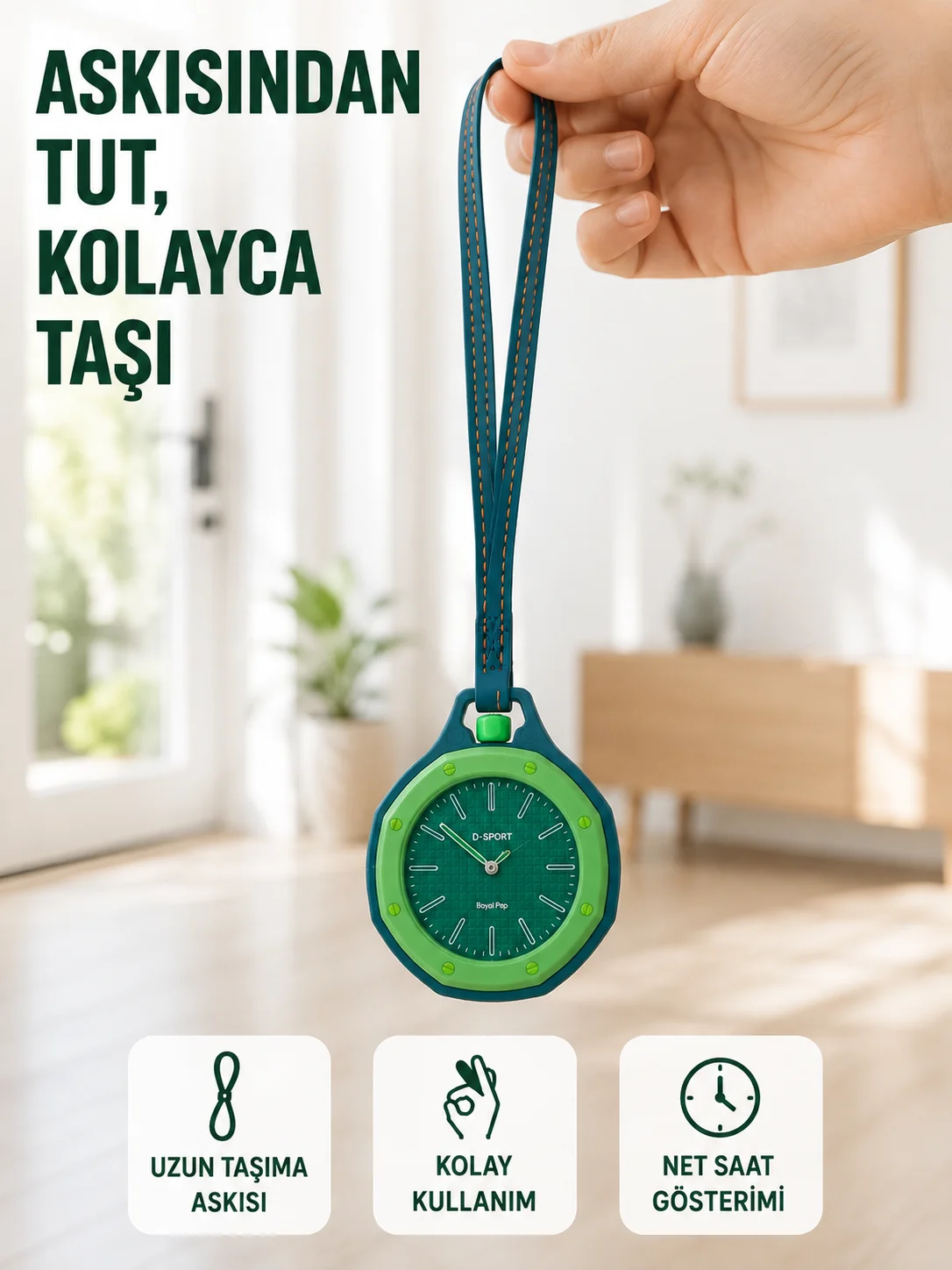 Anahtarlık ve Sırt Çantası İçin Askılı Charm Analog Saat Yeşil Fiyatı, Yorumları ve Özellikleri