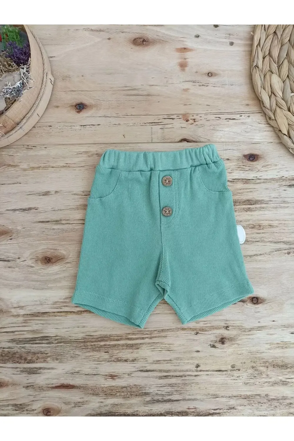 Ananas Baskılı Şort Tişört 2 Li Kız Erkek Bebek Takımı Yeşil