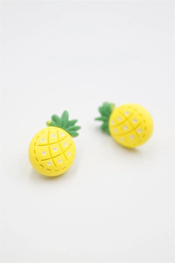 Ananas Hamur Küpe - Çok Renkli, El Yapımı Doğal Küpe