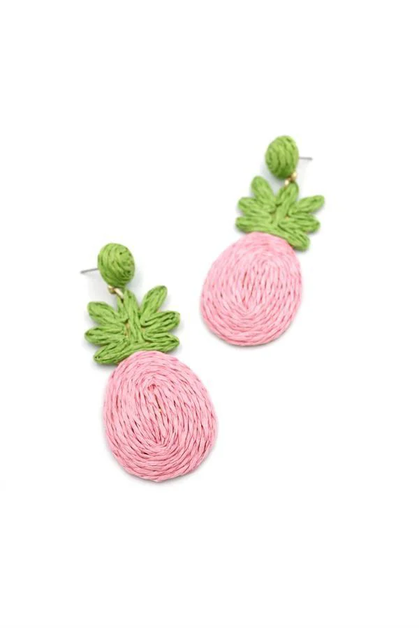 Ananas Hasır Küpe - Pembe - Yazlık Boho Takı Fiyatı, Yorumları ve Özellikleri