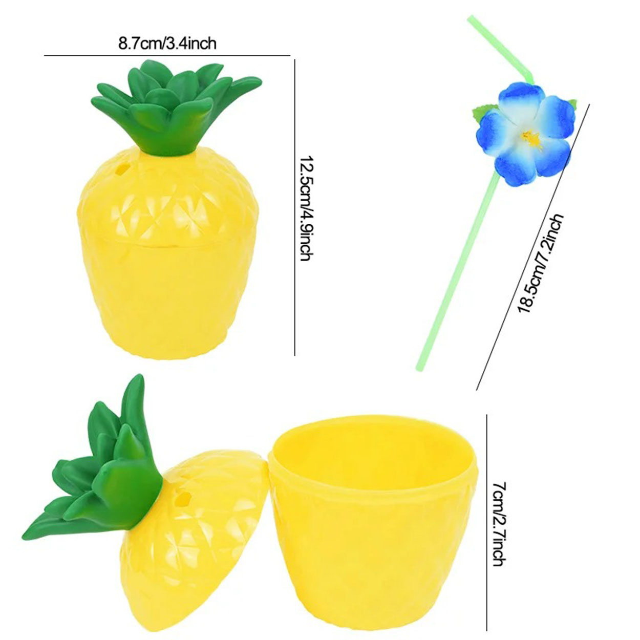 Ananas Hawaii Luau Aloha Pipetli İçecek Kabı Bardak 10x13 cm 1 Ad Ananas Hawaii Luau Aloha Pipetli İçecek Kabı Bardak 10x13 cm 1 Ad