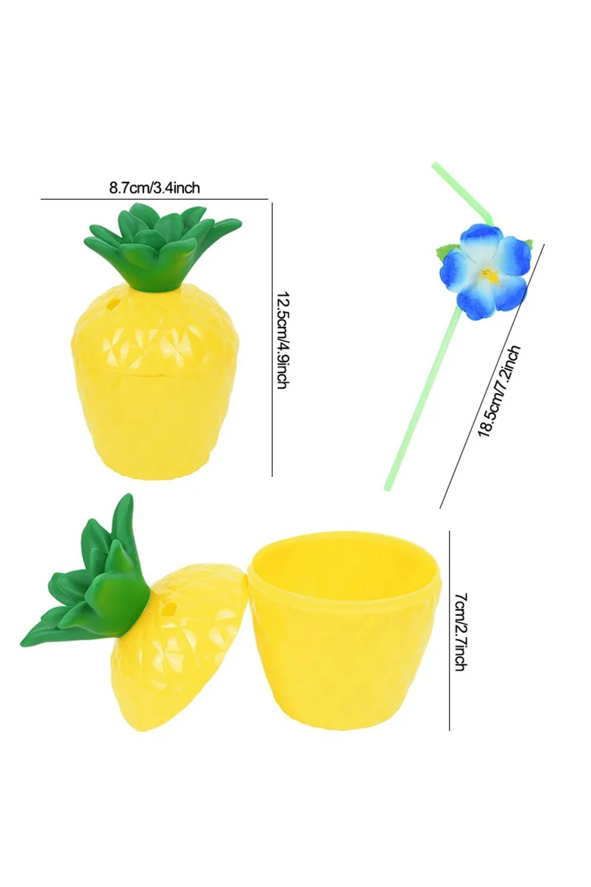 Ananas Hawaii Luau Aloha Pipetli İçecek Kabı Bardak 10x13 cm 1 Ad Ananas Hawaii Luau Aloha Pipetli İçecek Kabı Bardak 10x13 cm 1 Ad