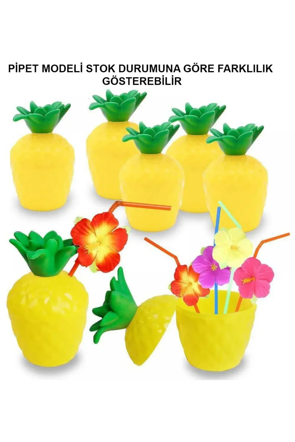 Ananas Hawaii Luau Aloha Pipetli İçecek Kabı Bardak 10x13 cm 1 Ad