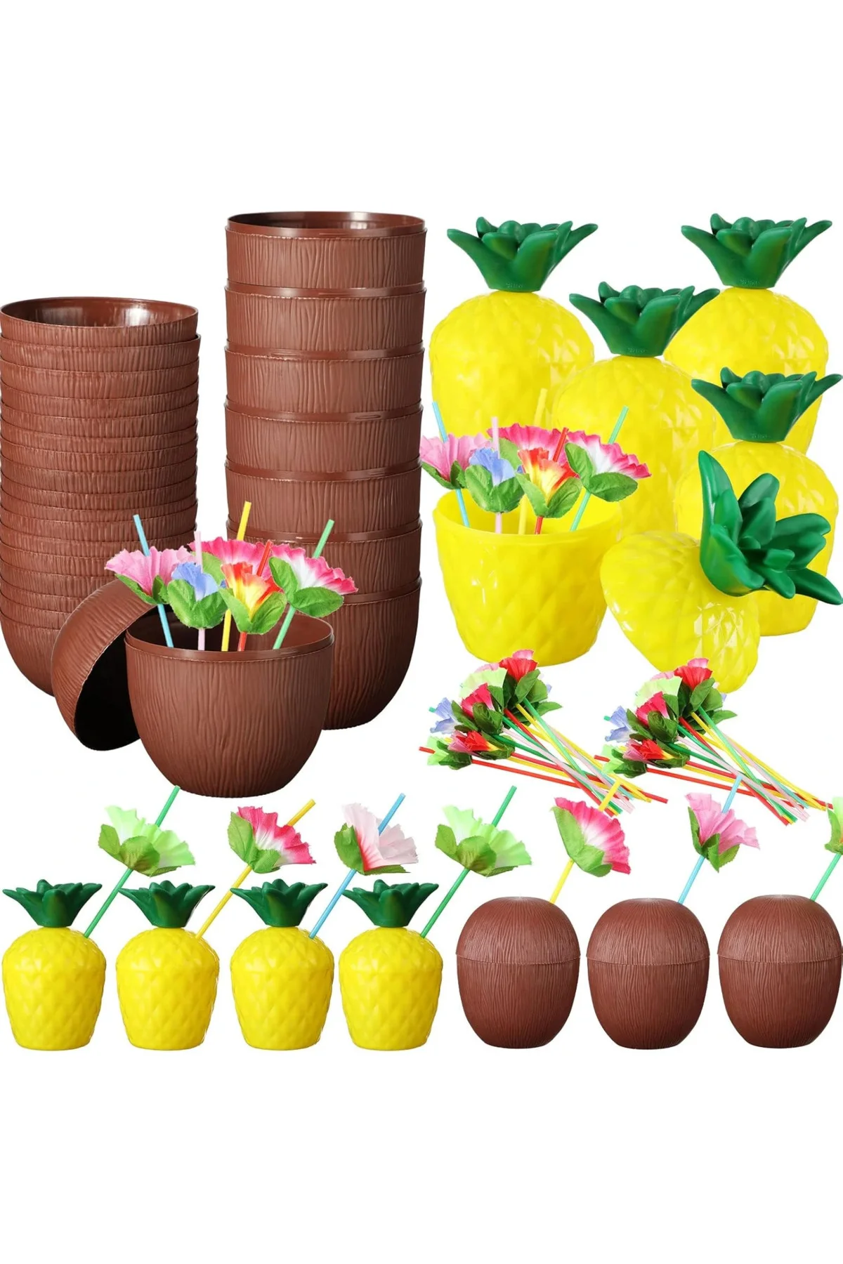 Ananas & Hindistan Cevizi Tasarımlı Pipetli Bardak Seti (6 Adet) Ananas & Hindistan Cevizi Tasarımlı Pipetli Bardak Seti (6 Adet) - Görsel 4