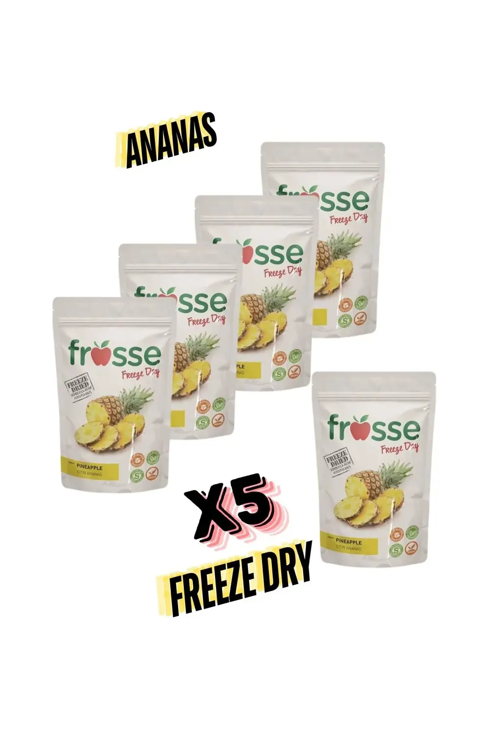 Ananas Kıtırı - Freeze Dried - Üretici Firmadan Dondurularak Kuru
