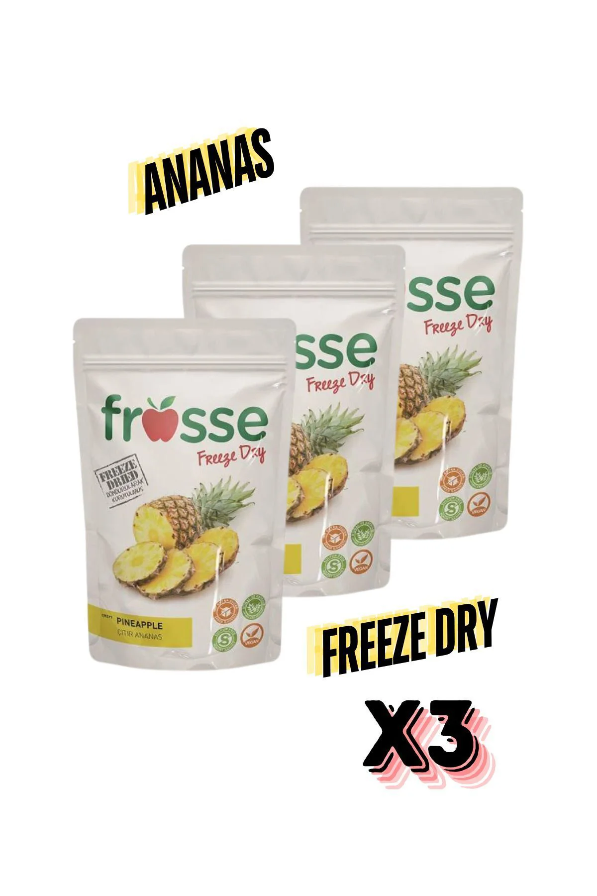 Ananas Kıtırı - Freeze Dried - Üretici Firmadan Dondurularak Kuru