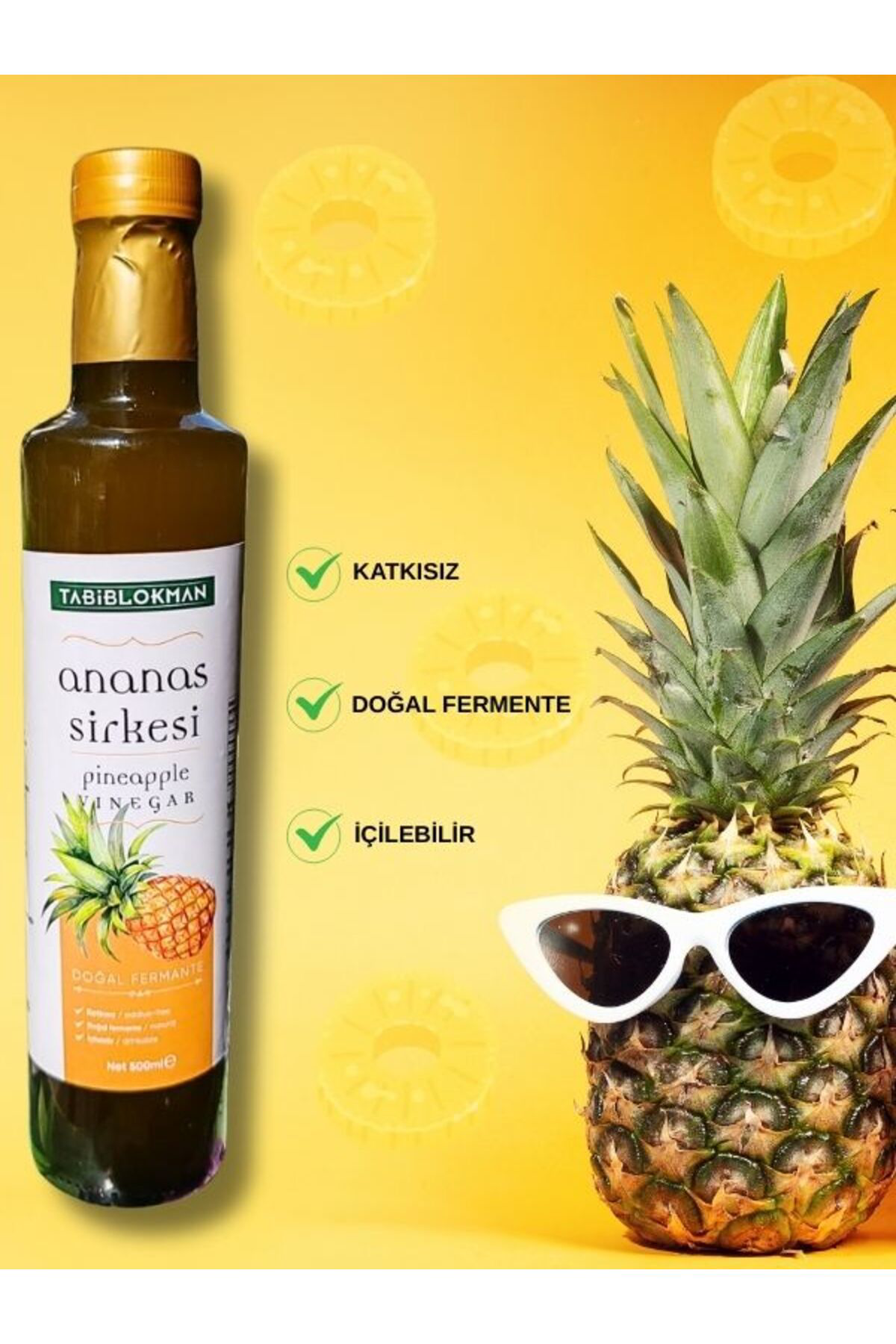 Ananas Sirkesi 500 ML Doğal Fermantasyon - 2 ADET