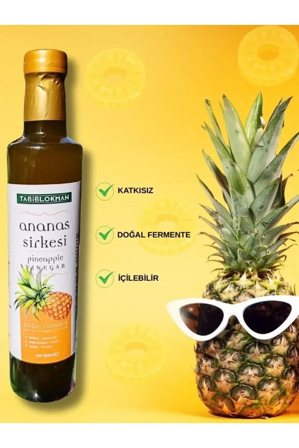 Ananas Sirkesi 500 ml Detox Doğal Fermantasyon