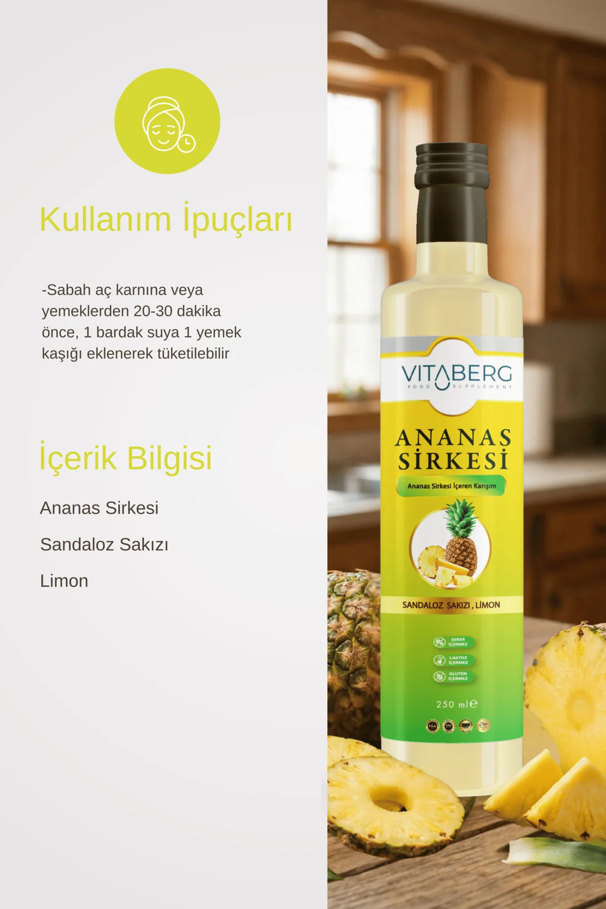Ananas Sirkesi | Sandaloz Sakızı ve Limon İçeren Sirke Karışım 25
