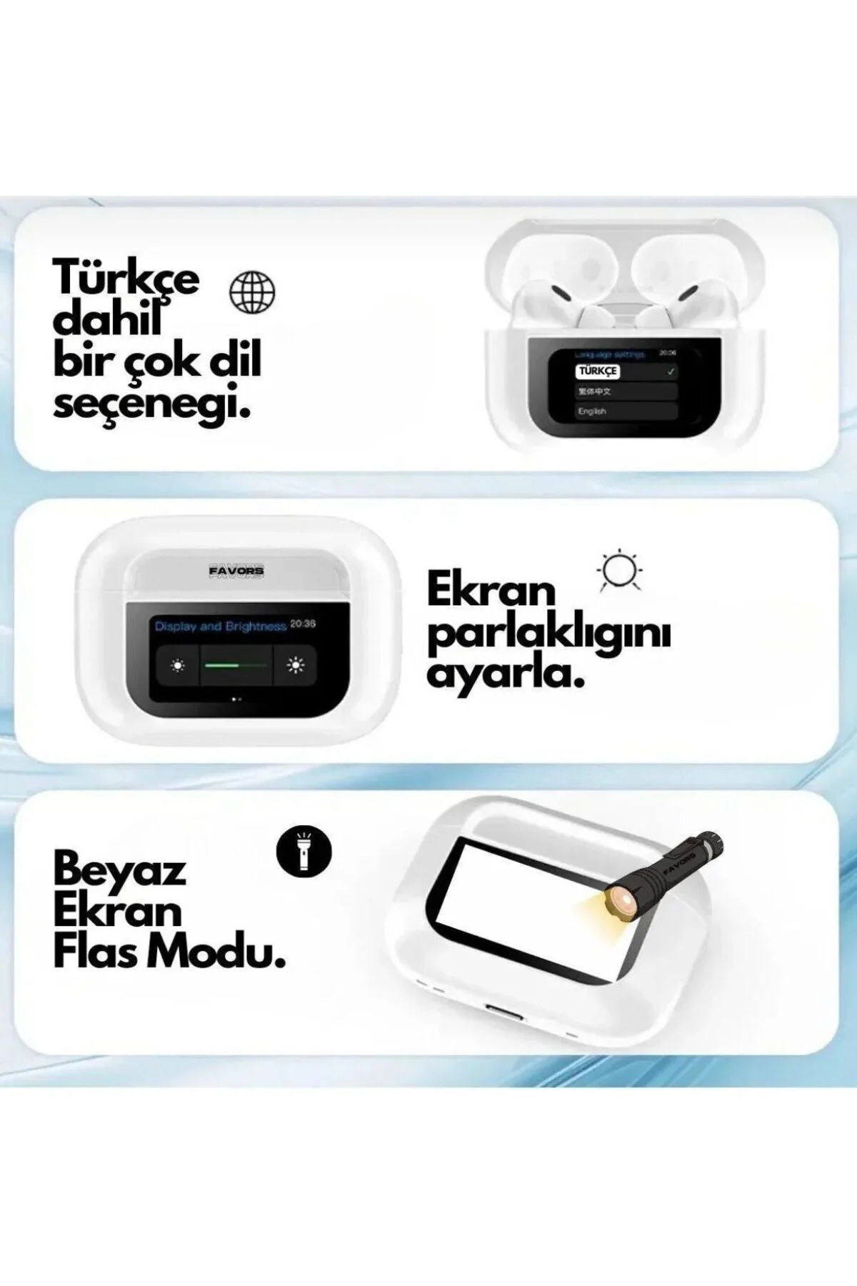 ANC + Ambient Sound Ekranlı TWS Kulaklık – Aktif Gürültü Engelleme & Doğal Ses Modu
