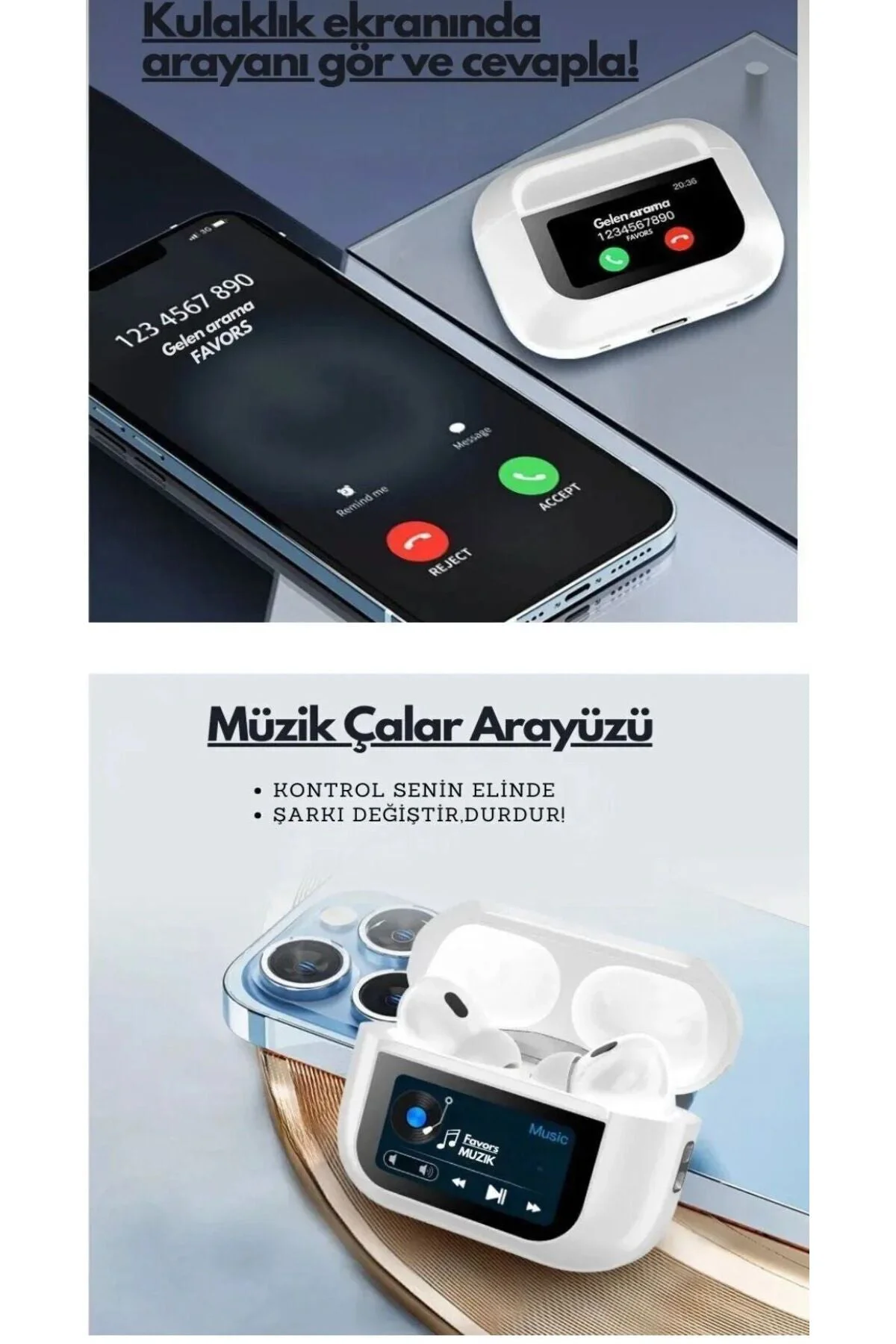 ANC + Ambient Sound Ekranlı TWS Kulaklık – Aktif Gürültü Engelleme & Doğal Ses Modu