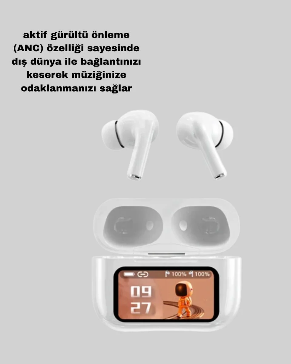 ANC Bluetooth Kulaklık – Dokunmatik Powerbank Kutulu Akıllı Spor Kulaklığı