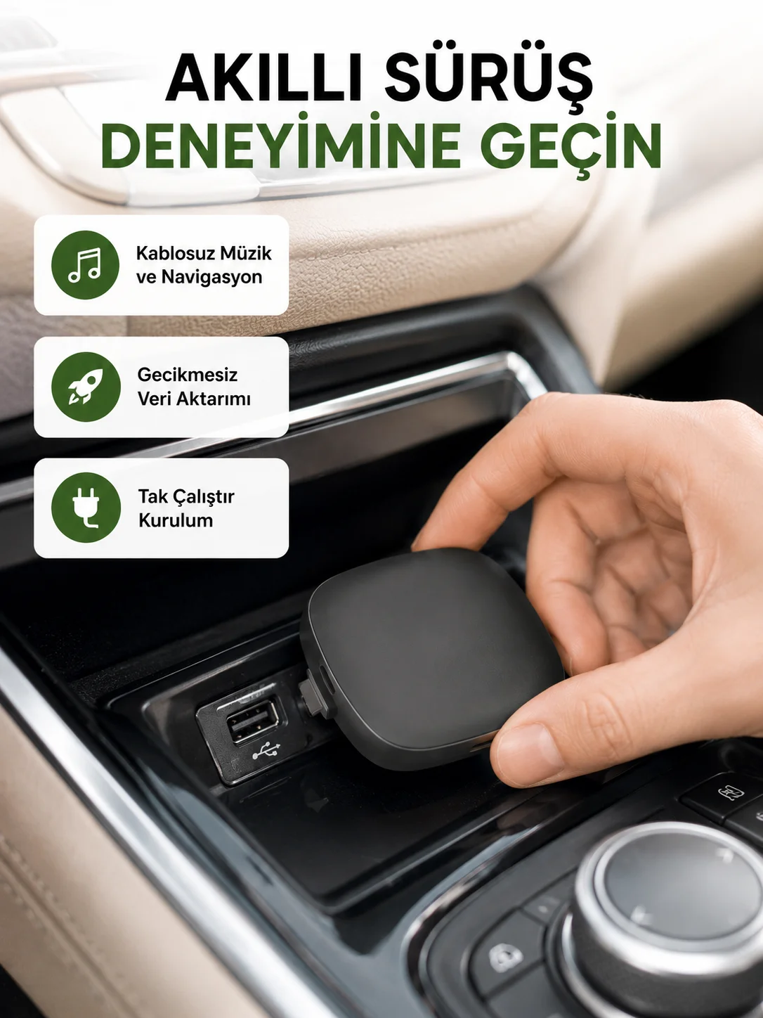 Android Auto Kablosuz Bağlantı Adaptörü 5.8GHz Hızlı WiFi ve Kompakt Tasarımlı Yeni Nesil