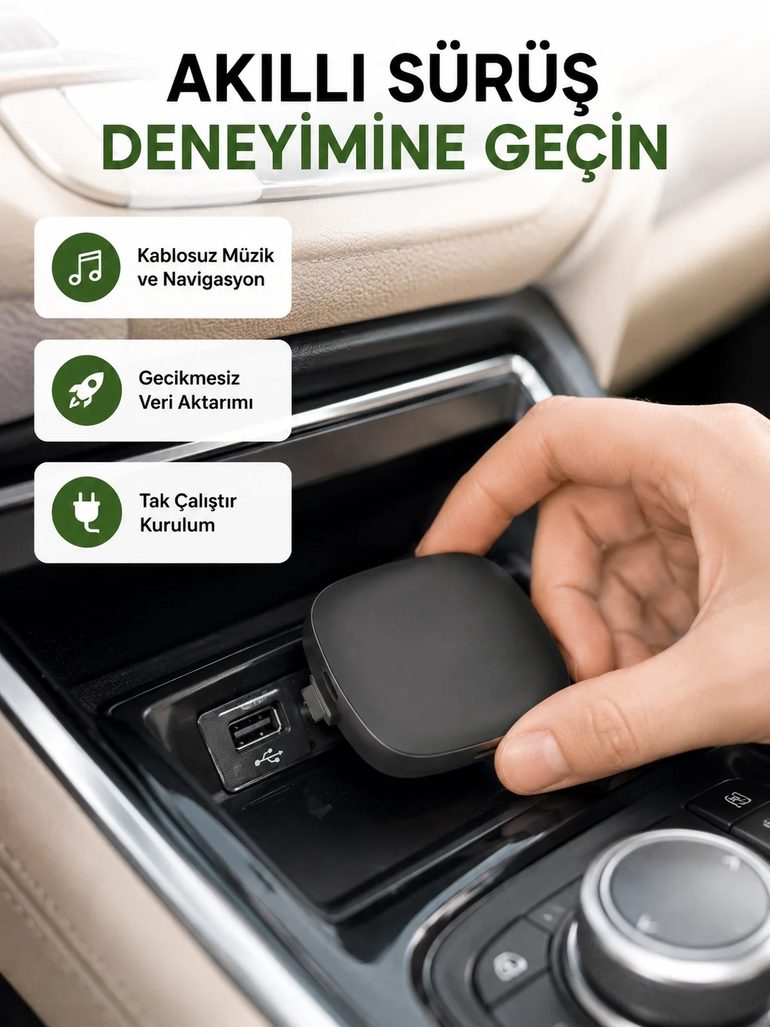Android Auto Kablosuz Bağlantı Adaptörü 5.8GHz Hızlı WiFi ve Kompakt Tasarımlı Yeni Nesil