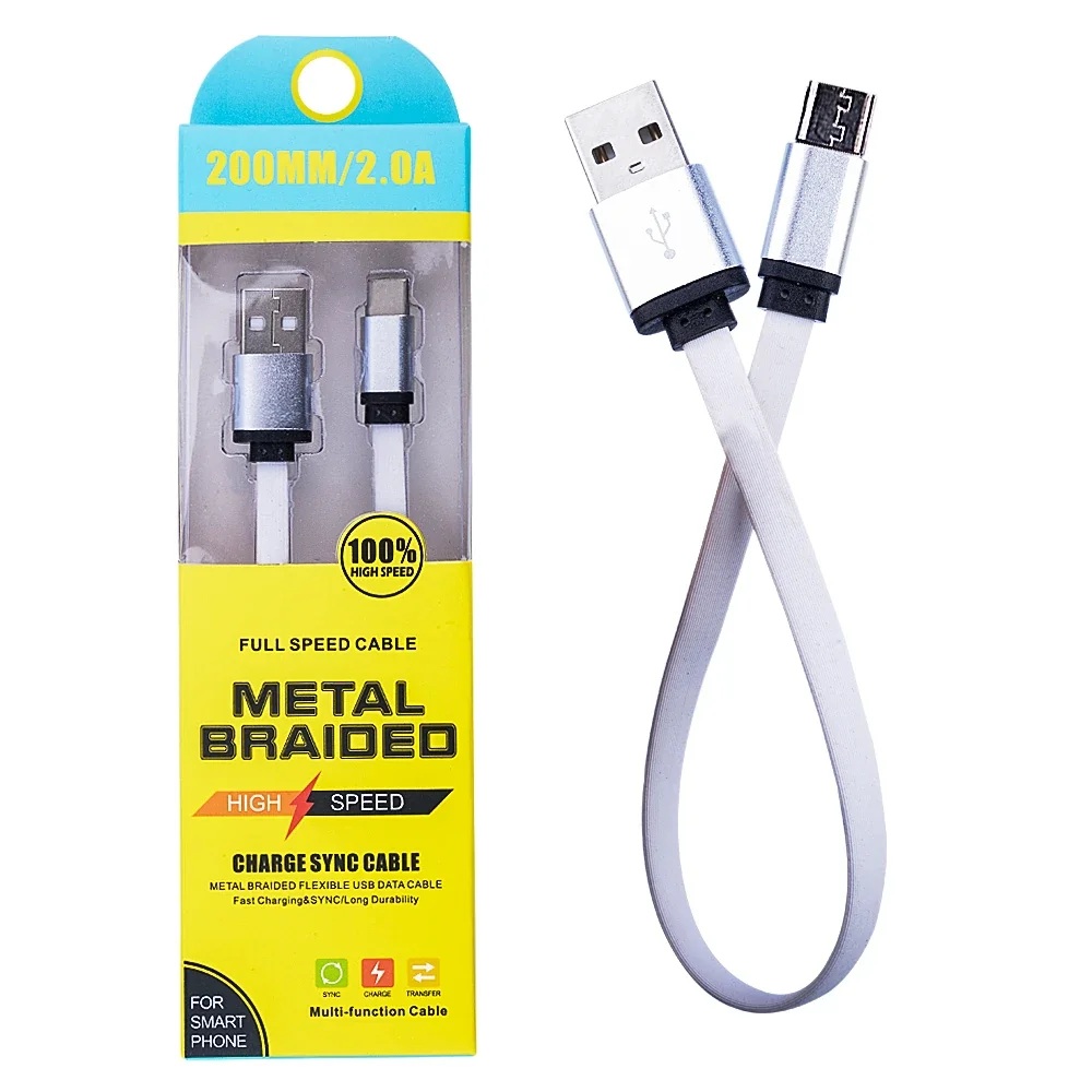 Android Micro 2A 20mm Kısa Yumuşak Dokulu Renkli USB Kablo - Hızlı Şarj ve Dayanıklı Bağlantı