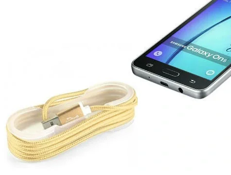 Android Örgü Şeklinde Renkli Çelik Şarj Data Kablosu - Gold Android Örgü Şeklinde Renkli Çelik Şarj Data Kablosu - Gold