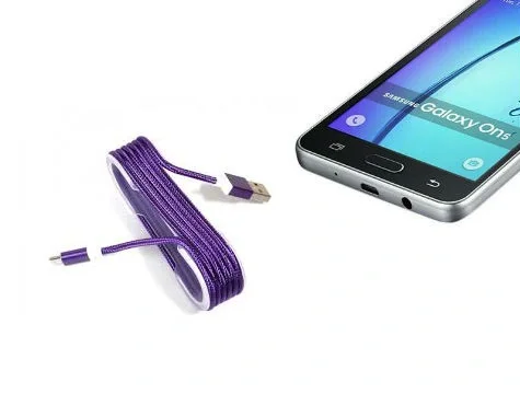 Android Örgü Şeklinde Renkli Çelik Şarj Data Kablosu - Mor Android Örgü Şeklinde Renkli Çelik Şarj Data Kablosu - Mor
