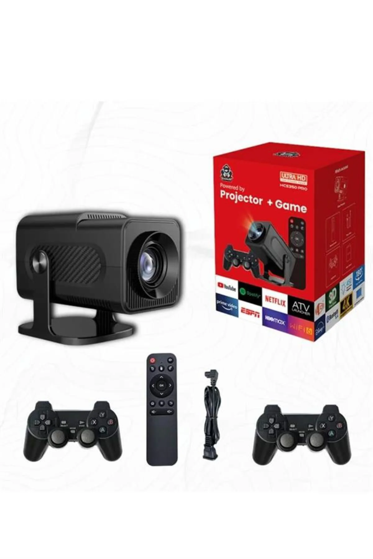 Android Projeksiyon Siyah Taşınabilir Sinema Projektörü 4k 1080p 