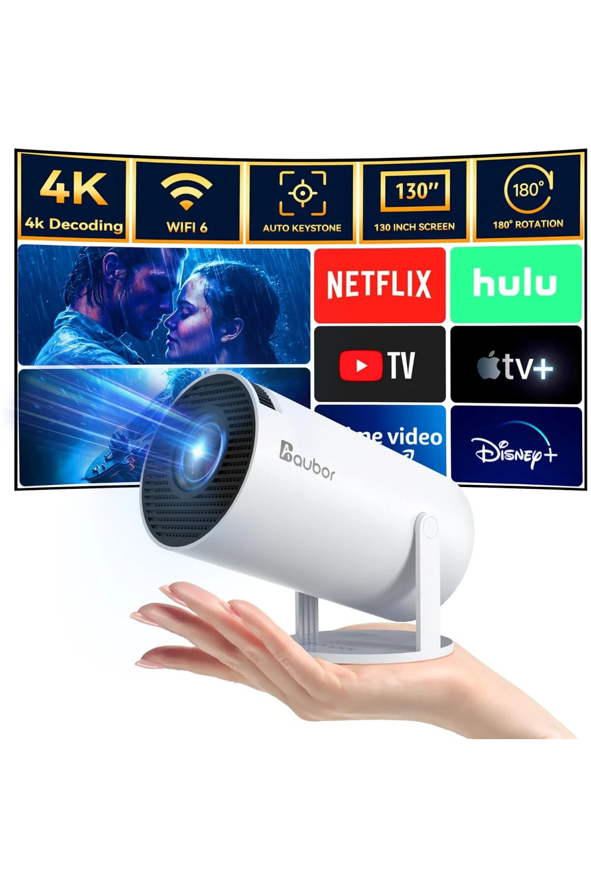Android TV 11.0 ile Akıllı Projektör, 5G WiFi ve Bluetooth ile 1080P Taşınabilir Proj