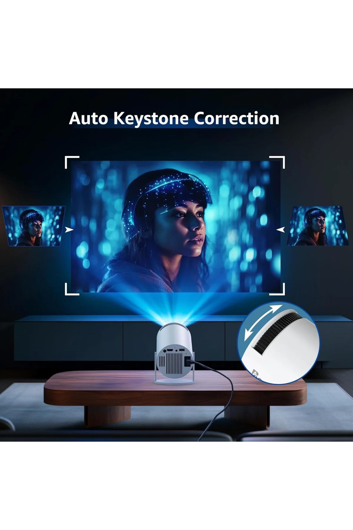 Android TV 11.0 ile Akıllı Projektör, 5G WiFi ve Bluetooth ile 1080P Taşınabilir Proj